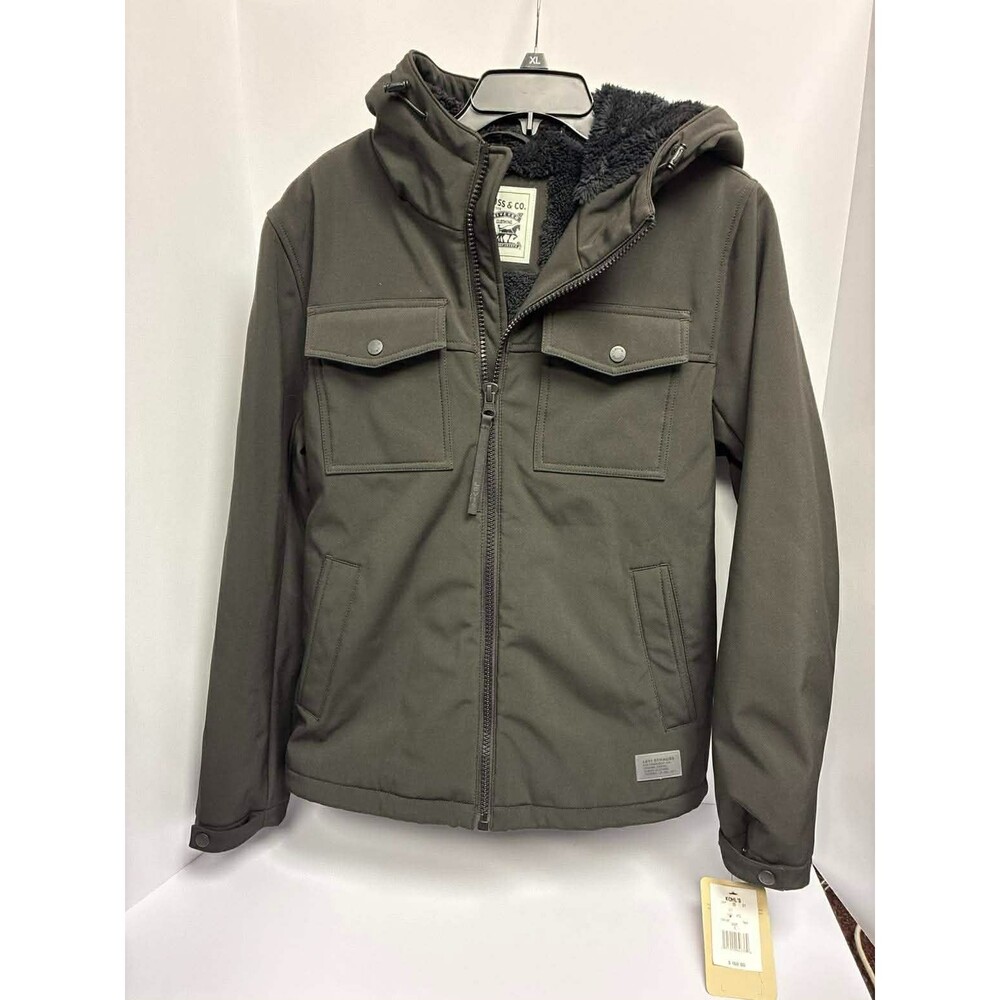 Levis Jacket Mens S BLACK‎ Hooded Sherpa Lined Water Resistant Outdoor Coat